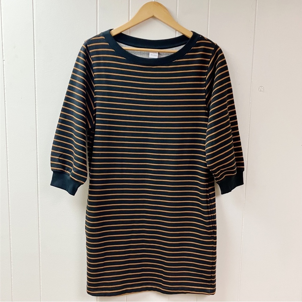 NWOT Coastal Nautical Preppy Striped Amazon Essentials Sweatshirt Dress Small